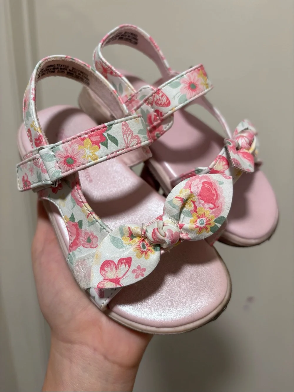 Girls' Pink Floral Bow Sandals - Kids Shoes
